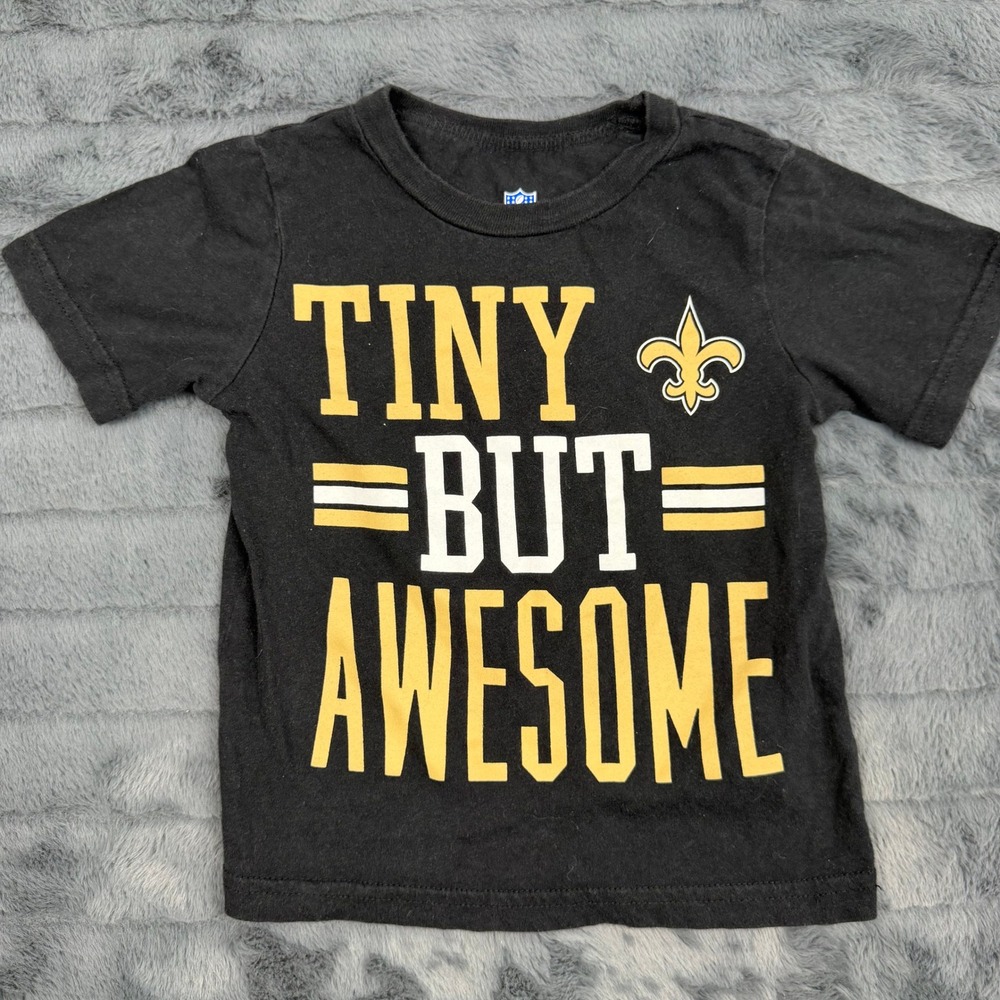 NFL New Orleans Saints Toddler 2T Black Tiny But Awesome Graphic T-Shirt Cotton